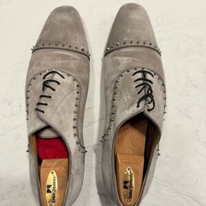 Christian Louboutin Gray Spiked Oxfords